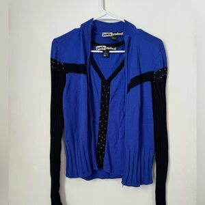 Jamie Sadock Black Blue Jacket and Shirt Set Size P